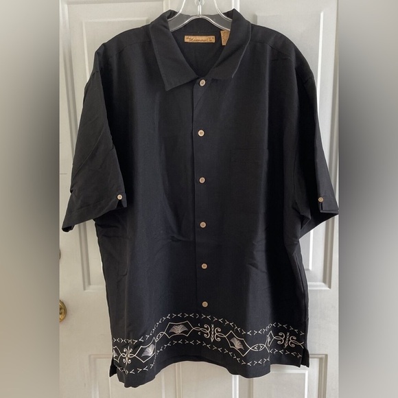 The Havanera Co Black Casual Button Down Shirt with Decorative Hem - Picture 5 of 5